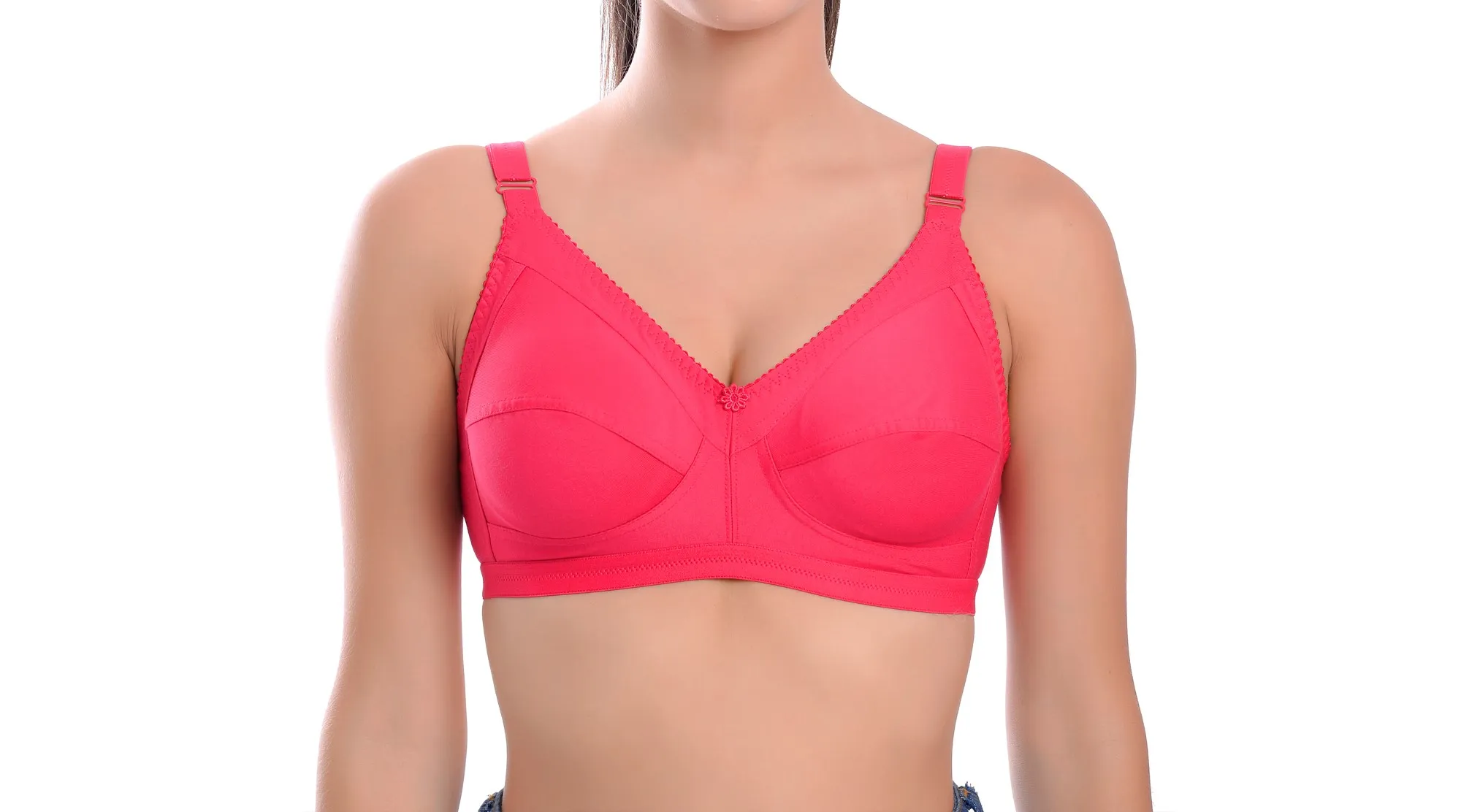 Non Padded Non-Wired Full Coverage Bra In Pink - Inyai Life